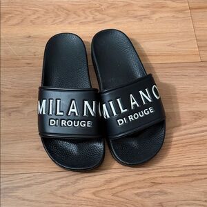 Milano Di Rouge Black Slide Sandals